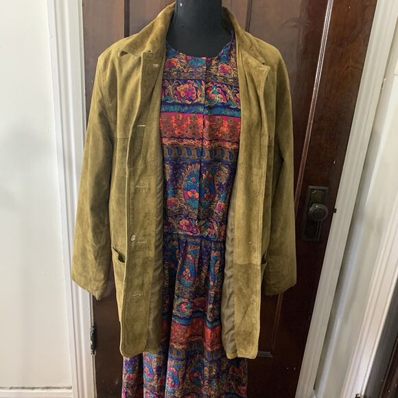 Vintage St. Johns Bay Washable Suede Jacket Blazer Womens MEDIUM Olive Green - Picture 8 of 13